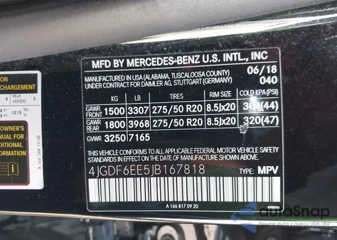 2018 Mercedes-Benz Gls 450 4Matic z USA, uszkodzony, nr VIN 4JGDF6EE5JB167818